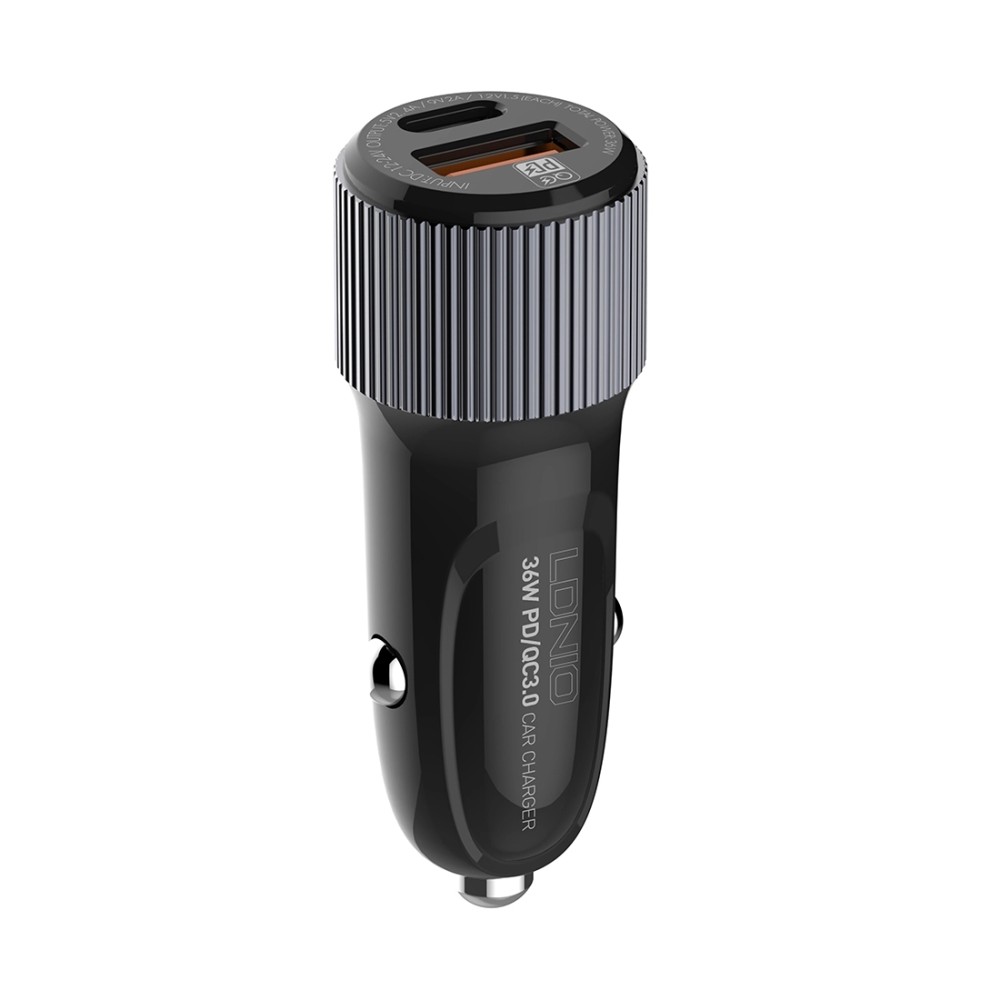 Автомобильное зарядное устройство LDNIO C510Q 2*USB?A,C) Lightning Чёрный